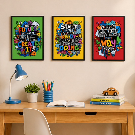 Bright Vibes - Set of 3 Wall Frames